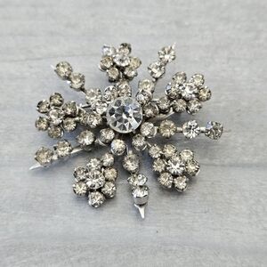 Vintage Coro Signed Rhinestone Starburst Brooch